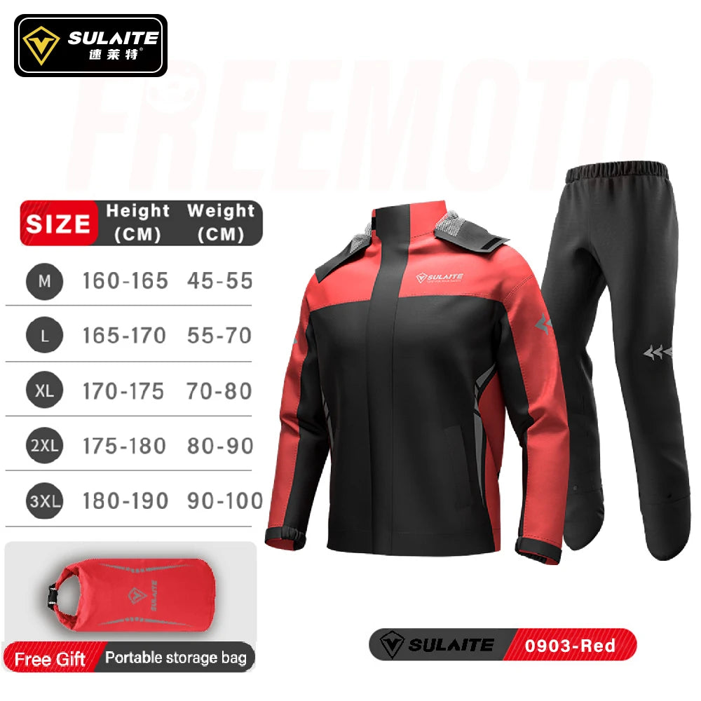 Combinaison Pluie Moto SULAITE 2 Pièces — Imperméable TPU, Bandes Réfléchissantes 360° | Unisexe M à XXXL - BLACKBEARD OUTDOOR INDUSTRIES