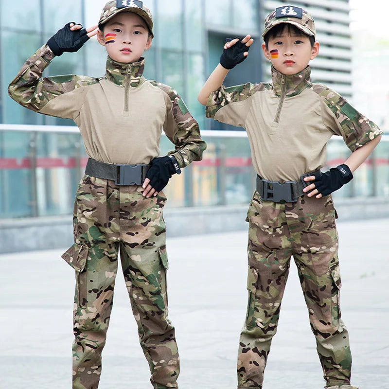 Ensemble Uniforme Militaire Tactique G3 Camouflage Enfant – Costume Soldat Garçon Fille