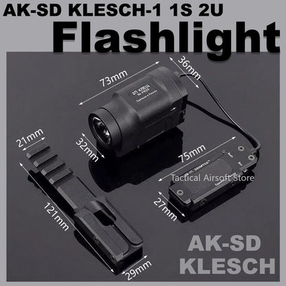 Lampe Tactique AK47 / AK74 – Zenitco Klesh 500 Lumens, Rail Picatinny 20mm, Strobe & Interrupteur Déporté