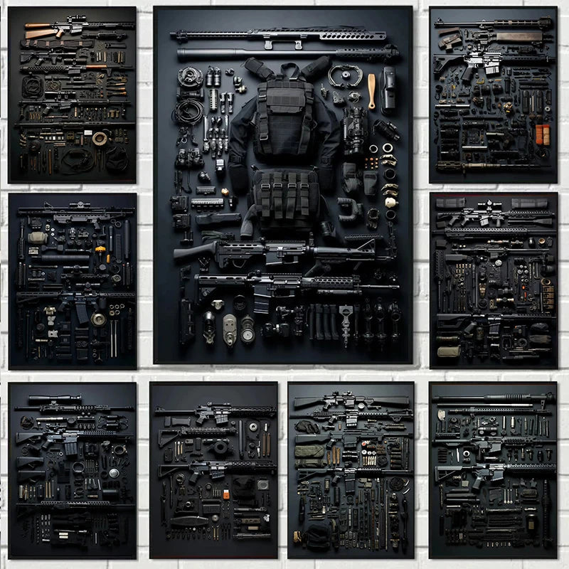 Gun Accessories Posters Wall Art Canvas Painting and Prints Pictures Ak-47 Automatic Rifle Interior for Room Home Decor Gifts BLACKBEARD OUTDOOR INDUSTRIES