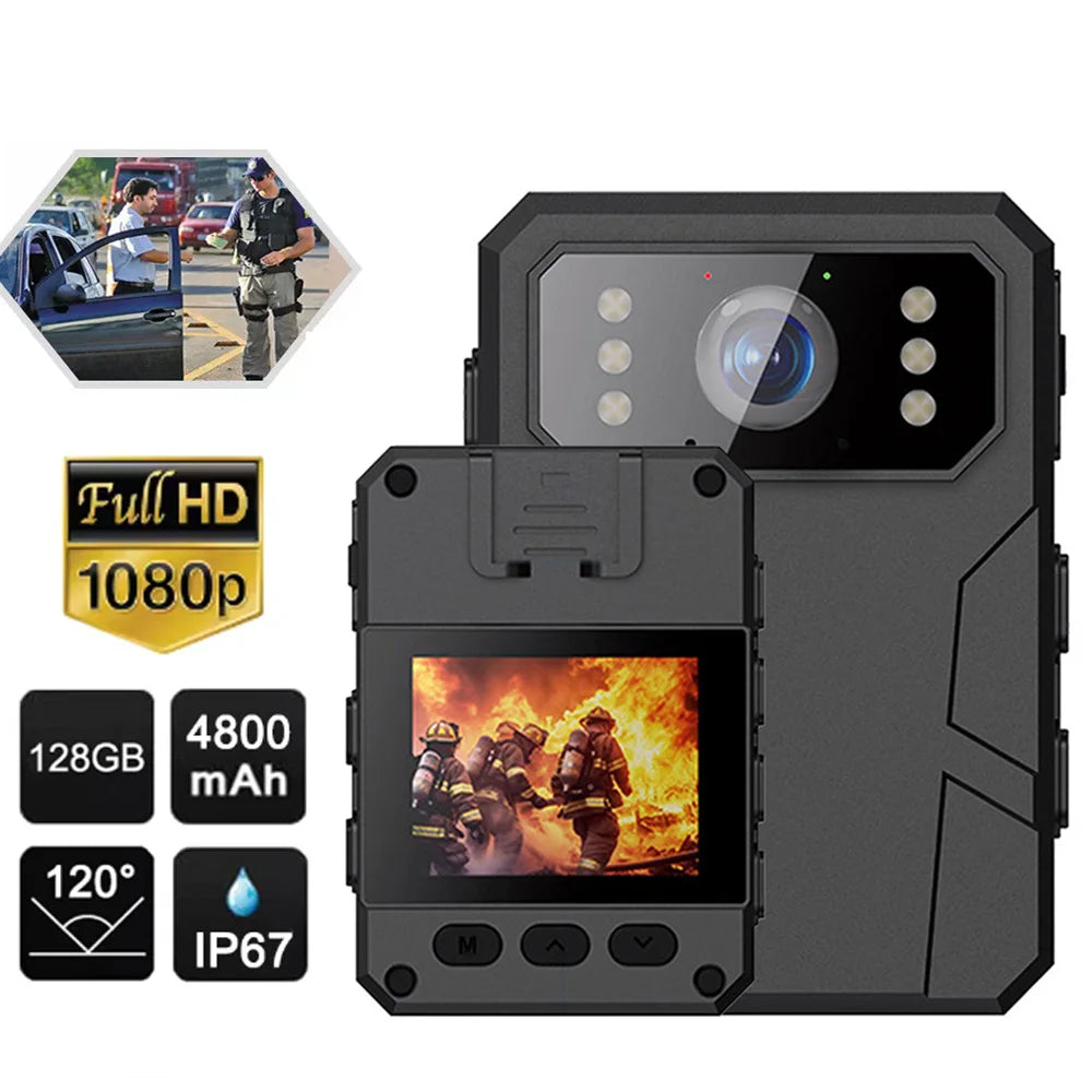 Mini Body Camera 1080P – Vision Nocturne, 24h Autonomie, Carte TF jusqu'à 128Go