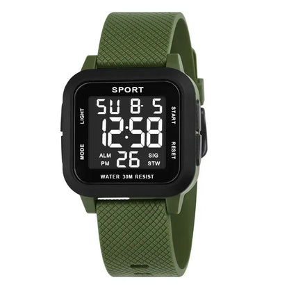 Montre digitale sport 45 mm – Style militaire & rétroéclairage LED
