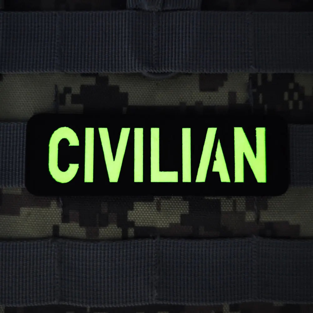 Patch Brodé Réfléchissant CIVILIAN – Écusson Tactique Militaire Velcro | Brassard & Sac à Dos