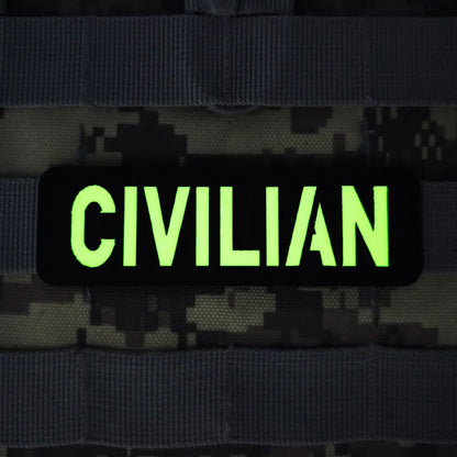 Patch Brodé Réfléchissant CIVILIAN – Écusson Tactique Militaire Velcro | Brassard & Sac à Dos