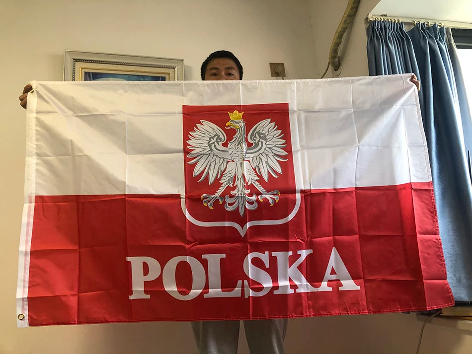 Drapeau de la République de Pologne – Aigle Polonais – 90x150 cm – Drapeau National Blanc et Rouge BLACKBEARD OUTDOOR INDUSTRIES