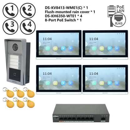 Kit Interphone Vidéo IP HIKVISION DS-KV8113-WME1(C) + DS-KH6350-WTE1 + Switch PoE - BLACKBEARD OUTDOOR INDUSTRIES