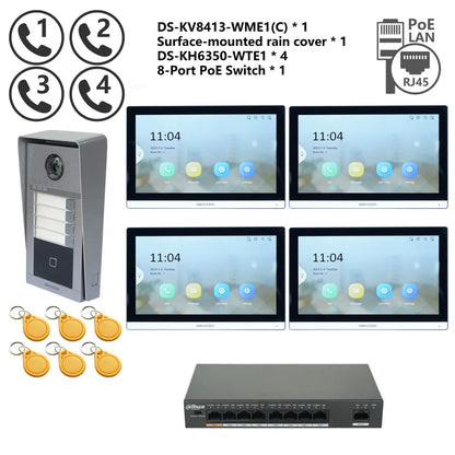 Kit Interphone Vidéo IP HIKVISION DS-KV8113-WME1(C) + DS-KH6350-WTE1 + Switch PoE - BLACKBEARD OUTDOOR INDUSTRIES