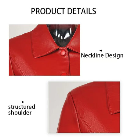 Veste femme en simili cuir PU à col revers