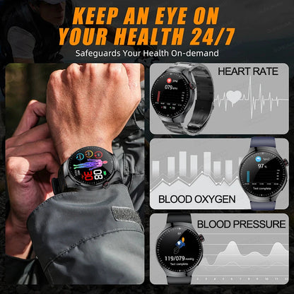 Montre Connectée Médicale GUHUAVMI TK26 – ECG+PPG – Uric Acid, Température, Lipides, Appels Bluetooth – Écran AMOLED 1.43” – Étanche IP68 - BLACKBEARD OUTDOOR INDUSTRIES