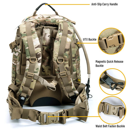 Sac à dos tactique MOLLE 40–50 L avec poche à eau 3 L