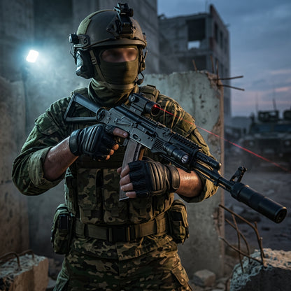 Gants tactiques homme demi-doigts en cuir Alpha pour militaire et police
