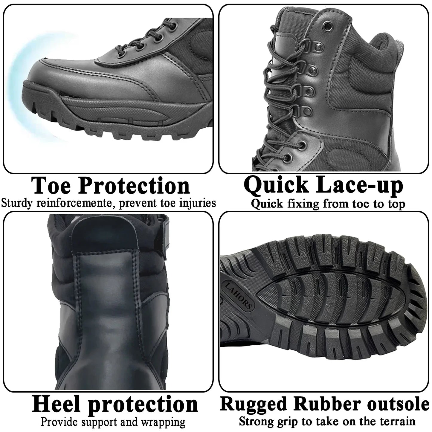 Rangers Tactiques Homme LAHORS – Cuir Véritable, Zip Latéral, Désert Combat, Pointures 39-46