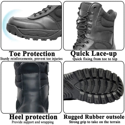 Rangers Tactiques Homme LAHORS – Cuir Véritable, Zip Latéral, Désert Combat, Pointures 39-46