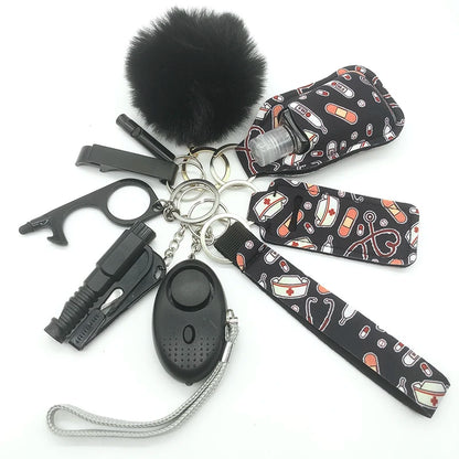 Kit porte-clés de sécurité femme 10 pièces avec dragonne