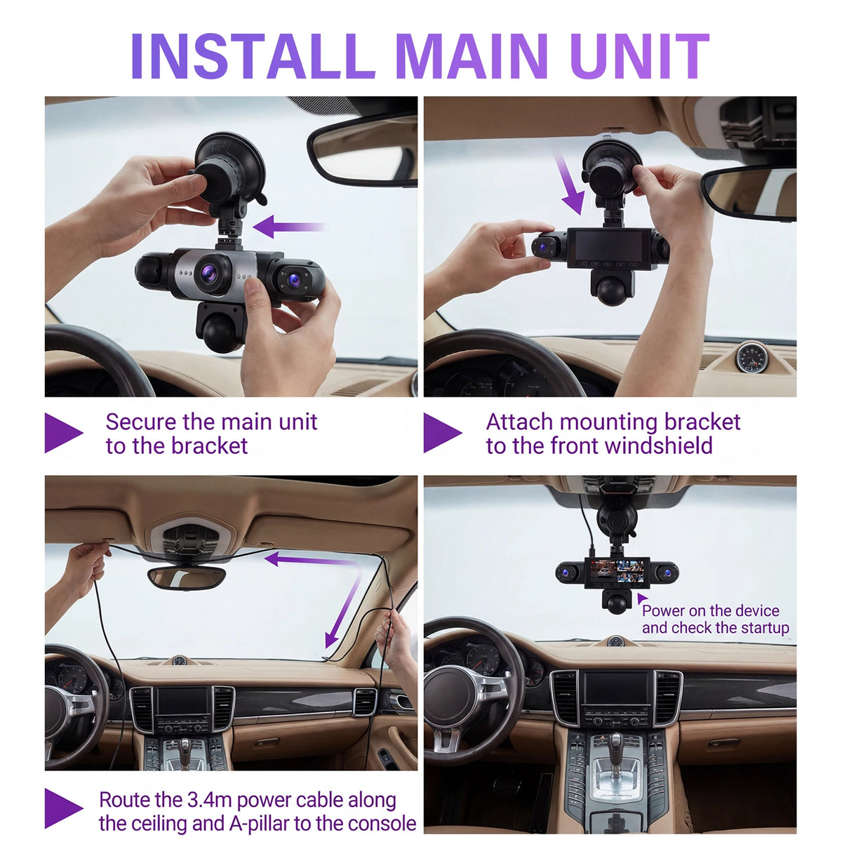 Dashcam Podofo 5 caméras 1080P avec écran 3,16 pouces