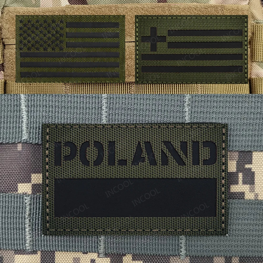 Patch Drapeau Réfléchissant Tactique – Badge Militaire Velcro, 29 Pays, 8x5 cm