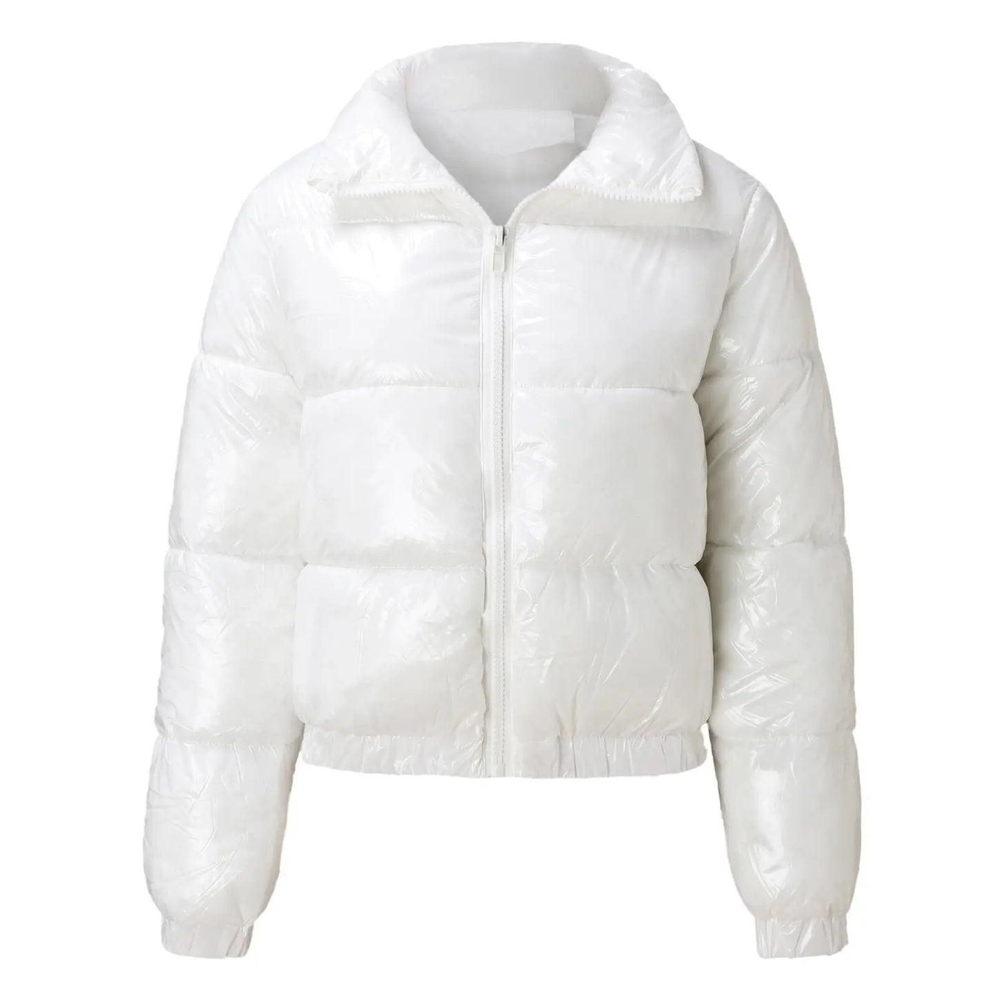 Doudoune Vinyle Femme Courte – Effet Cuir PVC Brillant, Col Montant, Style Luxe | S-XXL - BLACKBEARD OUTDOOR INDUSTRIES