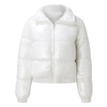 Doudoune Vinyle Femme Courte – Effet Cuir PVC Brillant, Col Montant, Style Luxe | S-XXL - BLACKBEARD OUTDOOR INDUSTRIES