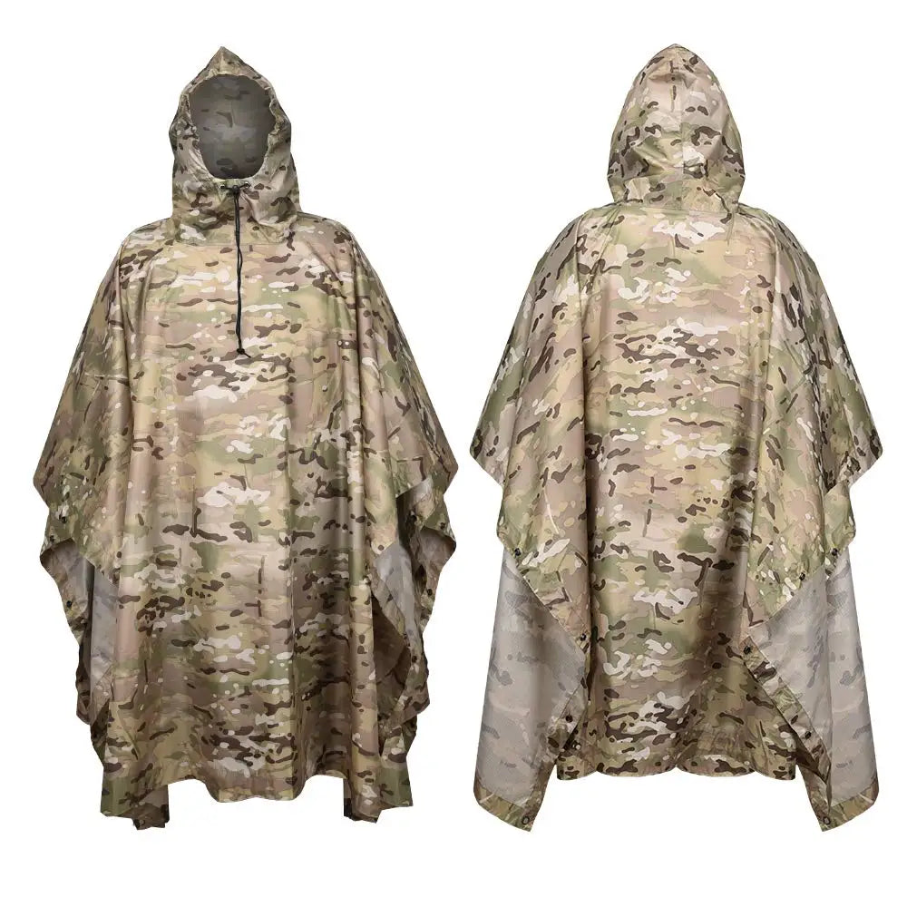 Poncho Pluie Camouflage Tactique Militaire – Imperméable Pliable | Randonnée, Chasse, Airsoft | 9 Coloris