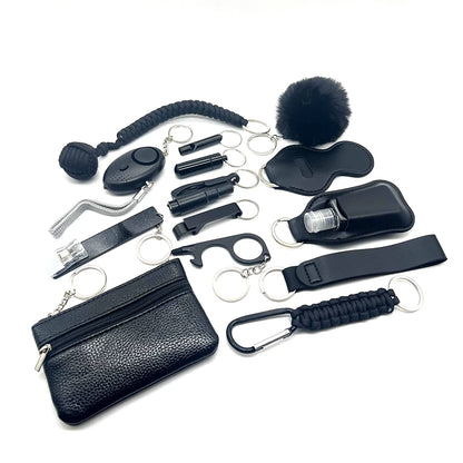 Kit porte-clés de sécurité multifonction 15 pièces