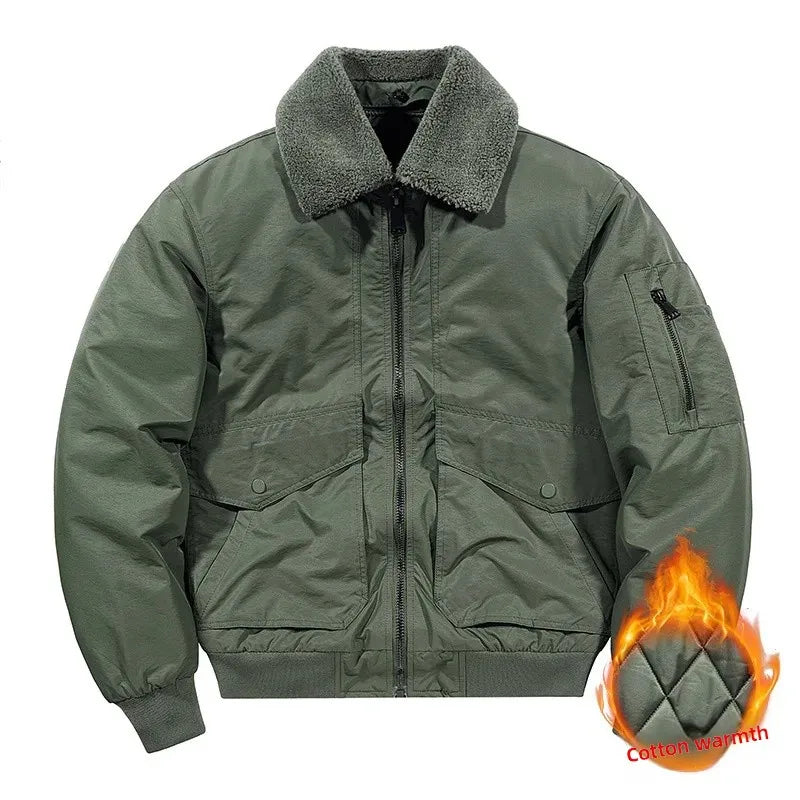 Men's Casual Thickened Cotton Jacket Removable Fur Collar Autumn Winter Warm Stand Collar Looseness Style Chinese Origin BLACKBEARD OUTDOOR INDUSTRIES