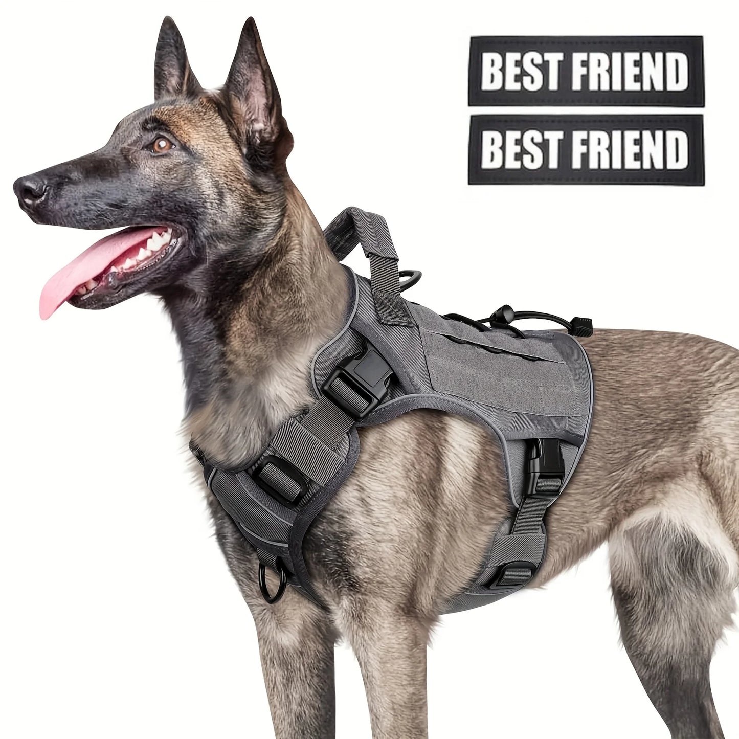 Gilet Harnais Grand Chien Réfléchissant – Vest K9 Ajustable avec Poignée