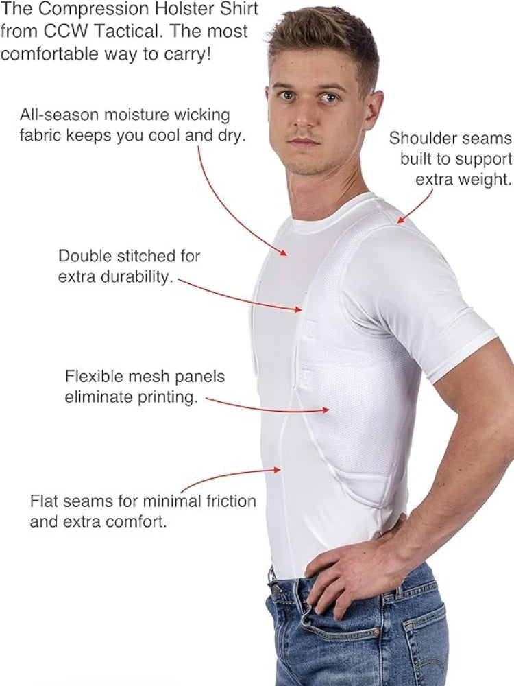 T-Shirt Holster Dissimulé Homme – Port Concealed Carry | Séchage Rapide | 6 Coloris | S à 5XL - BLACKBEARD OUTDOOR INDUSTRIES