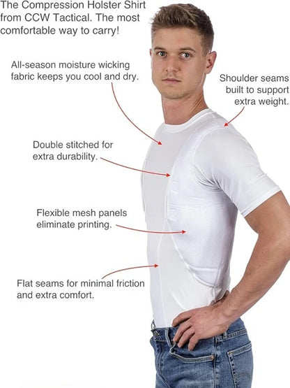 T-Shirt Holster Dissimulé Homme – Port Concealed Carry | Séchage Rapide | 6 Coloris | S à 5XL - BLACKBEARD OUTDOOR INDUSTRIES