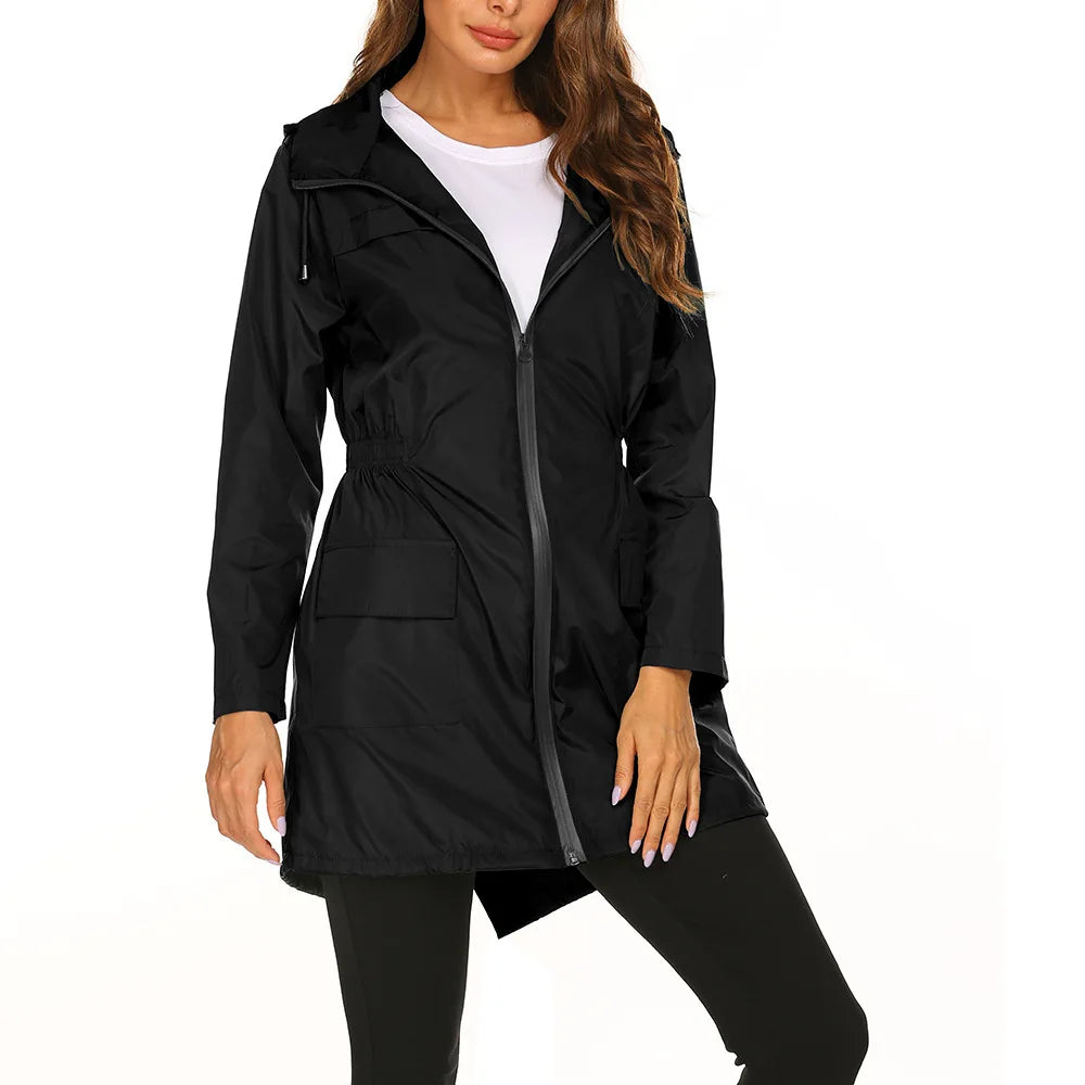 Veste imperméable femme à capuche – Coupe-vent légère outdoor