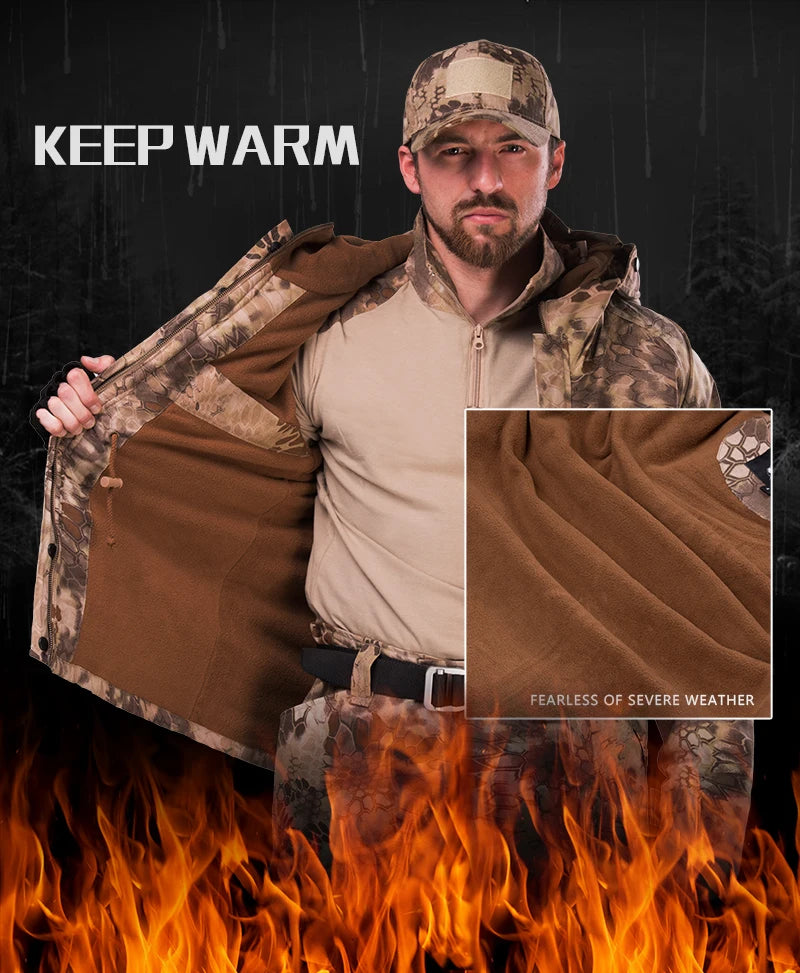 Veste Tactique Homme Hiver – HAN WILD Camouflage | Softshell | Polaire | Coupe-Vent | Randonnée | Chasse | Outdoor - BLACKBEARD OUTDOOR INDUSTRIES