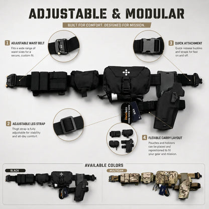 Ceinturon Tactique MOLLE Décrochage Rapide - Holster et Sangle de Cuisse