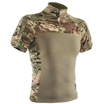 T-Shirt Tactique Combat Homme – Manches Courtes, Camouflage Multicam | Chasse & Airsoft