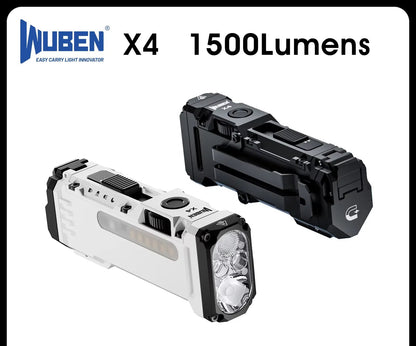 WUBEN X4 – Lampe Torche EDC Plate RGB, 1600 Lumens, Switch Tactique, Aimant & IP68 | Pocket Flashlight