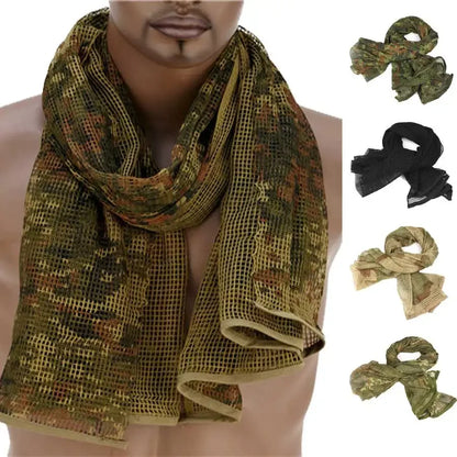 Chèche Tactique Camouflage Filet 190x90cm – Coton/Nylon, Multifonction | Airsoft, Chasse, Randonnée