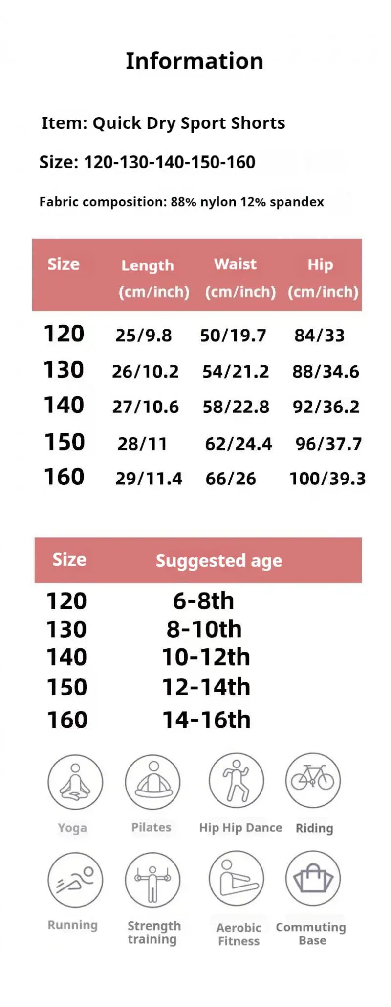 short de sport fille polyester Drytech Ma boutique