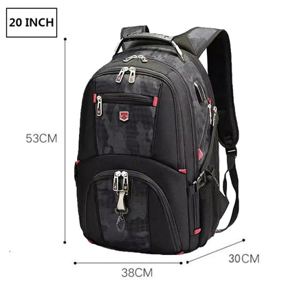 Sac à Dos Imperméable 20 pouces avec Port USB – Sac École et Voyage Antivol Unisexe à Haute Capacité - BLACKBEARD OUTDOOR INDUSTRIES