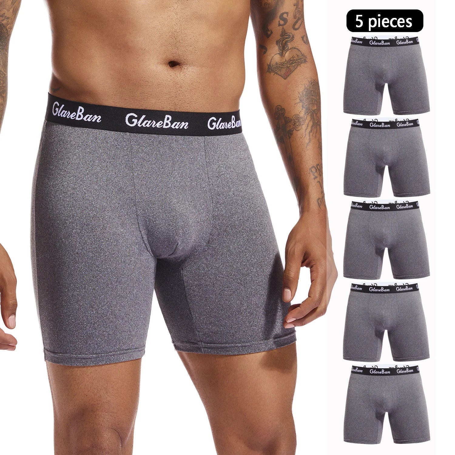 Lot de 5 Boxers Noirs Homme – Confort Mi-Long, Respirant & Moderne - BLACKBEARD OUTDOOR INDUSTRIES
