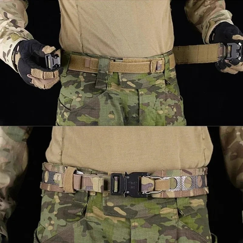 Ceinture Tactique Ferro Bison – Ceinture de Combat à Double Couche avec Boucle Métallique D-Ring, Système MOLLE, Boucle à Détachement Rapide pour Airsoft, Chasse et Activités Tactiques BLACKBEARD OUTDOOR INDUSTRIES