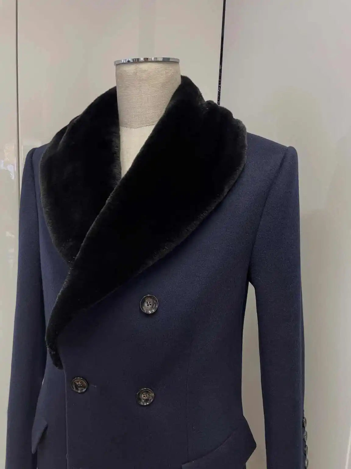 Manteau long homme en laine mélangée à double boutonnage