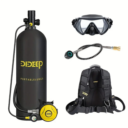 DIDEEP Kit Plongée Mini Bouteille Scuba 4L – Jusqu'à 60 min, Masque HD, Certifié CE
