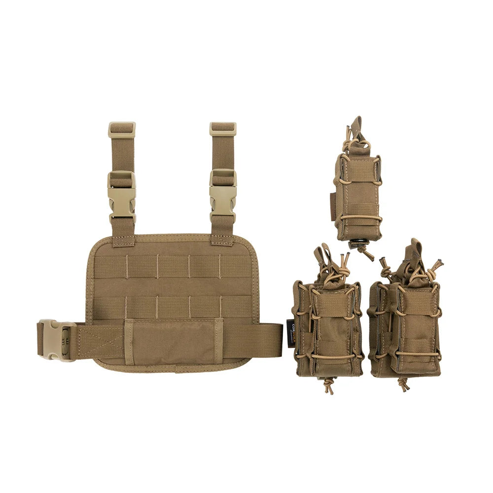 Plateforme de cuisse tactique MOLLE en Cordura avec porte-chargeurs, noir, vert ou coyote