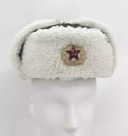 Chapka Soviétique Style Leifeng Coton – Bonnet Aviateur Homme Hiver Beige / Blanc - BLACKBEARD OUTDOOR INDUSTRIES