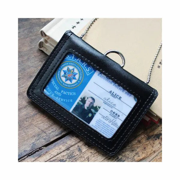 Porte-Badge Cuir Véritable Police Militaire – Chaîne Inox ou Lanyard, Horizontal/Vertical - BLACKBEARD OUTDOOR INDUSTRIES