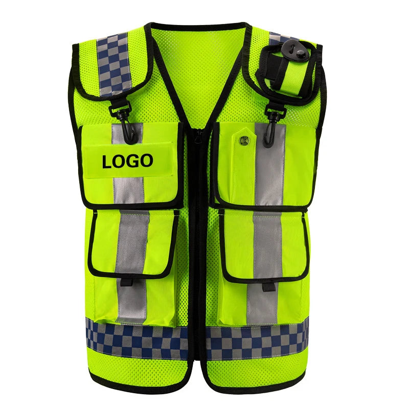Gilet de sécurité réfléchissant multipoches pour patrouille et extérieur