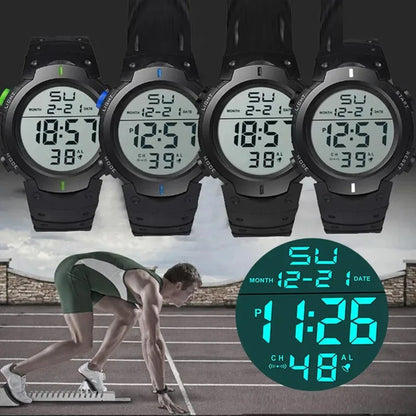 Montre Sport LED Digitale Homme – Multifonction, Résistante à l'Eau 3 Bar, Bracelet Silicone, Alarme & Chronomètre