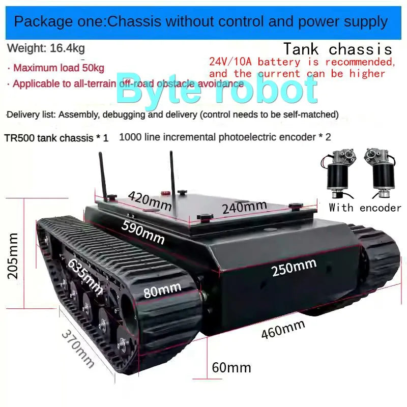 Châssis Robot Chenillé TR500 50 kg — STM32 Programmable — Police, Déminage, Sauvetage, R&D & Robotique - BLACKBEARD OUTDOOR INDUSTRIES