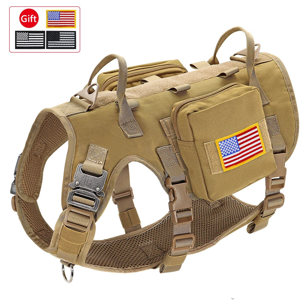 Harnais Tactique Grand Chien – Kit Complet Collier + Laisse + Poches MOLLE