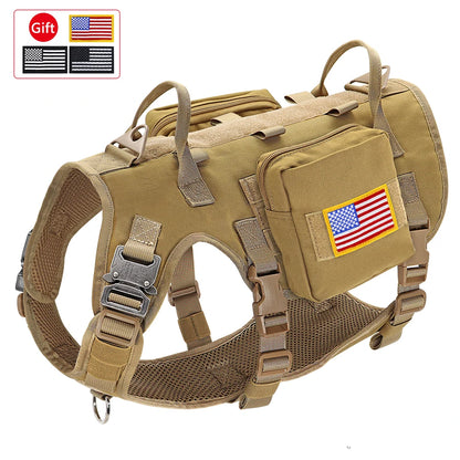 Harnais Tactique Grand Chien – Kit Complet Collier + Laisse + Poches MOLLE