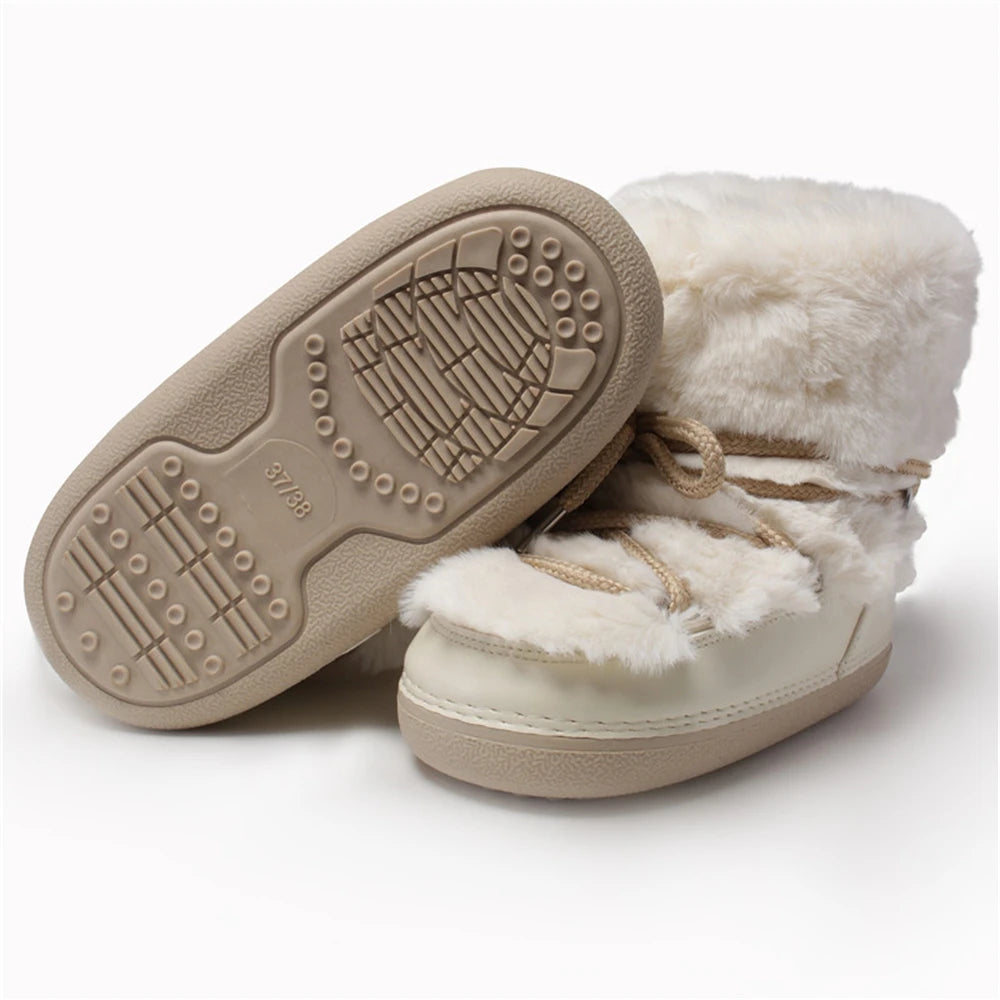 2025 Winter Snow Boots Women Ski Boots Luxury Fluffy Furry Fur Boots Female Rivets Warm Waterproof Platform Black Cotton Boots BLACKBEARD OUTDOOR INDUSTRIES