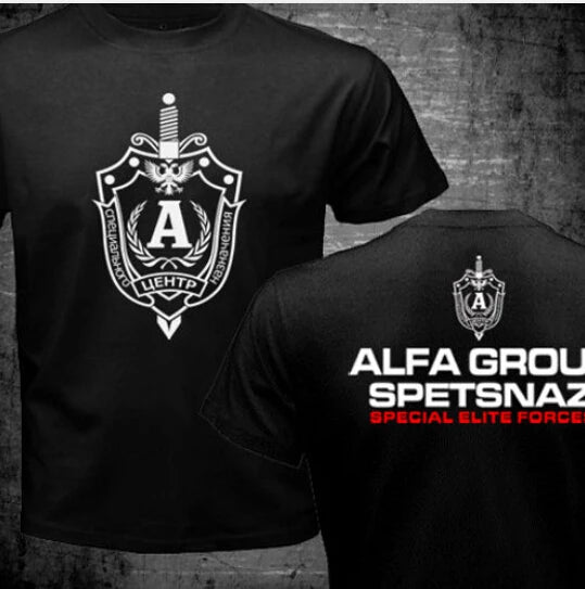 T-Shirt Spetsnaz Alfa Unit – Forces Spéciales Russes Coton Col Rond Biface
